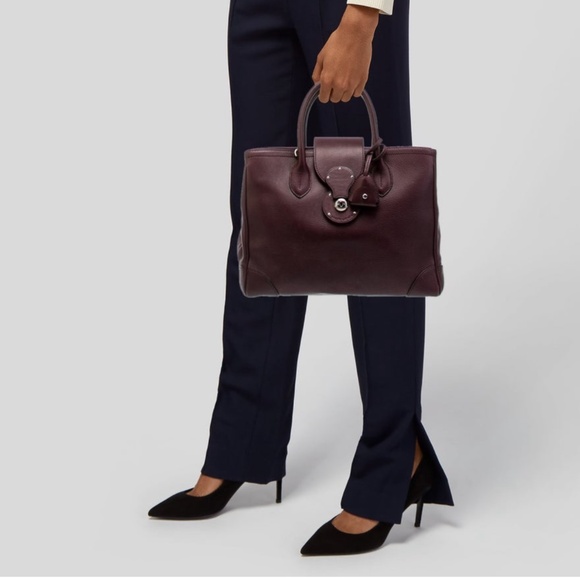 Ralph Lauren Small Ricky Leather Top Handle Bag - Bordeaux - Picture 11 of 11